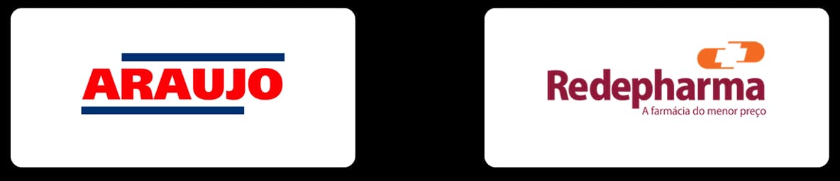 Logos das farmácias ARAÚJO e Redepharma