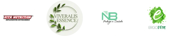 Logos dos parceiros: Vita Nutrition, Viveralis Essence, NB Beleza e Saúde, EcoVim